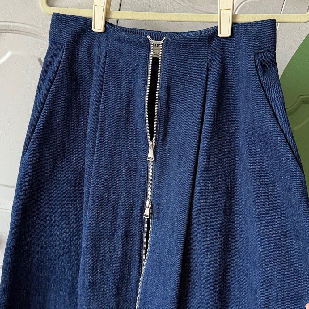 Whistles Navy Denim zipper skirt - Picture 4 of 6